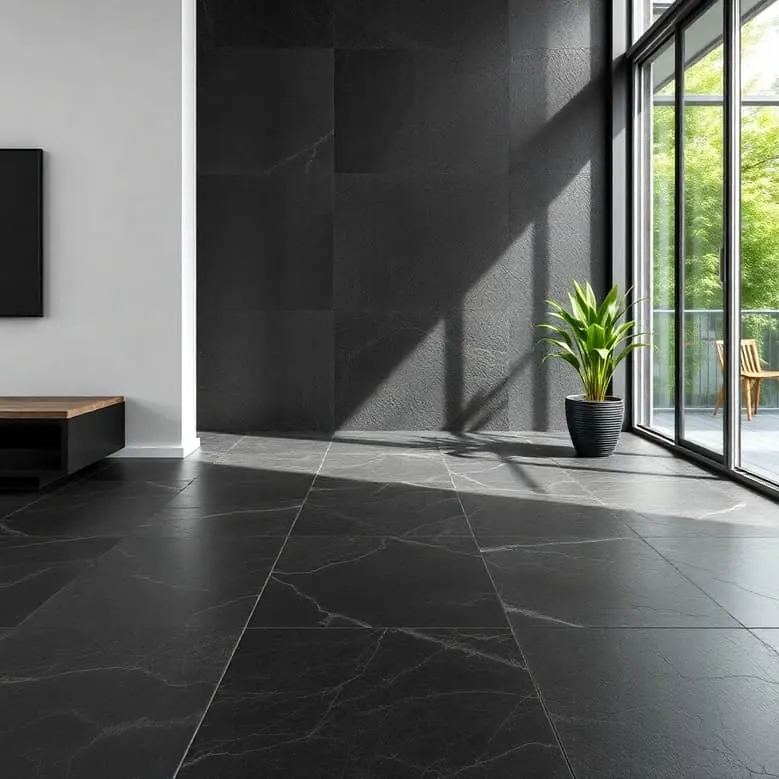 Basalt black stone tile sample